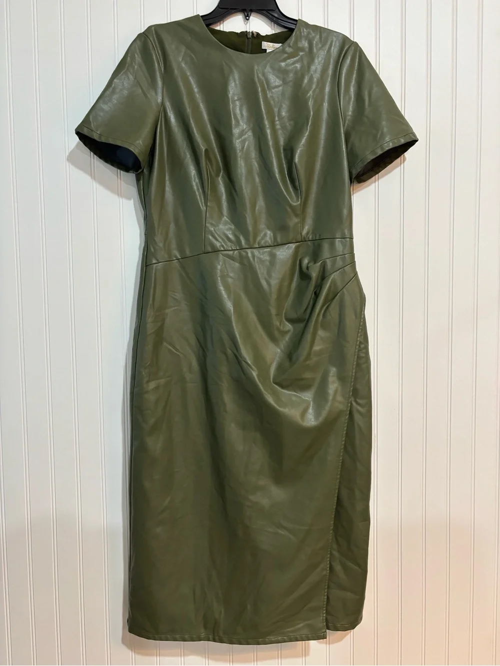 Shakuhachi Olive Faux Leather Twist-Waist Midi Dress - Picture 5 of 8